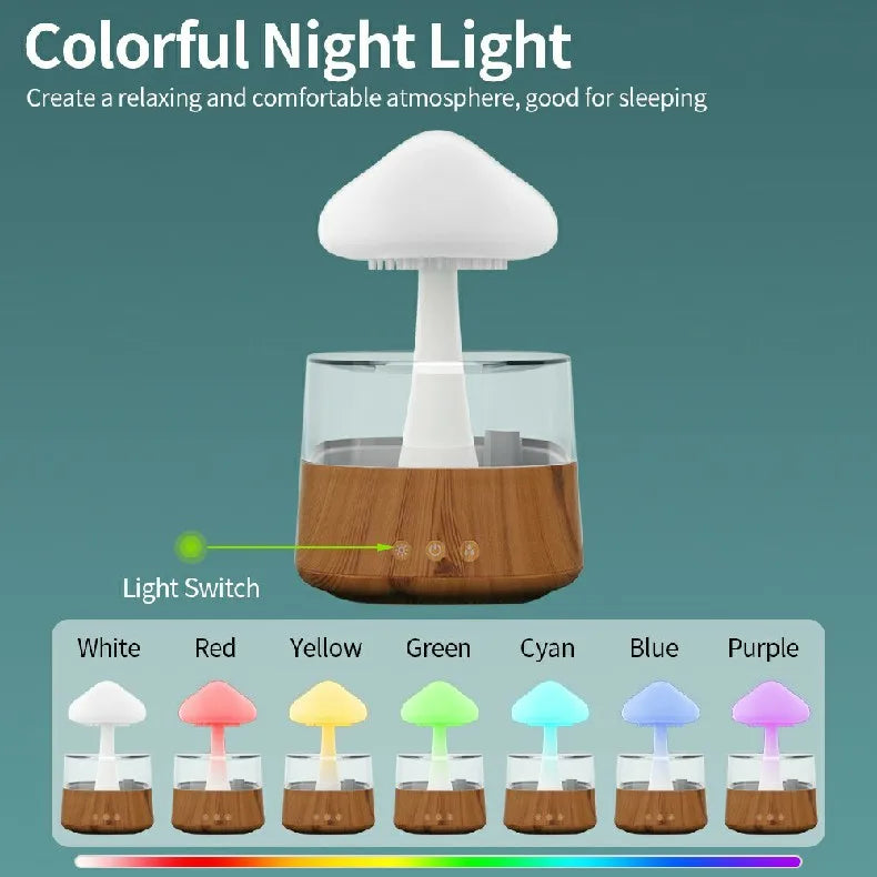 Rain Cloud Humidifier Essential Oil Diffusers Aroma Diffuser Water Flow Speed 7 Color Light  Raindrop Humidifier For Home