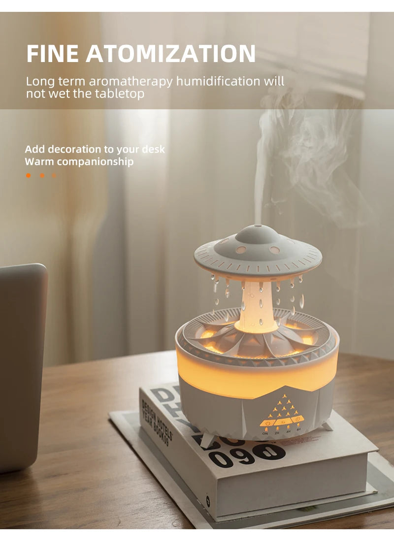 Rain Cloud Humidifier Essential Oil Diffusers Aroma Diffuser Water Flow Speed 7 Color Light  Raindrop Humidifier For Home