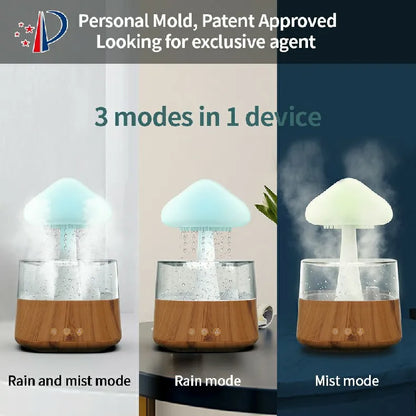 Rain Cloud Humidifier Essential Oil Diffusers Aroma Diffuser Water Flow Speed 7 Color Light  Raindrop Humidifier For Home