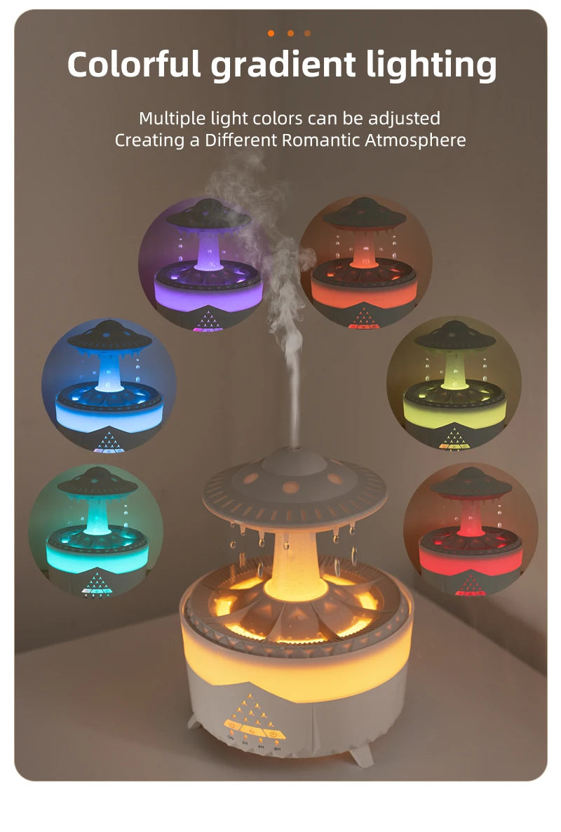 Rain Cloud Humidifier Essential Oil Diffusers Aroma Diffuser Water Flow Speed 7 Color Light  Raindrop Humidifier For Home