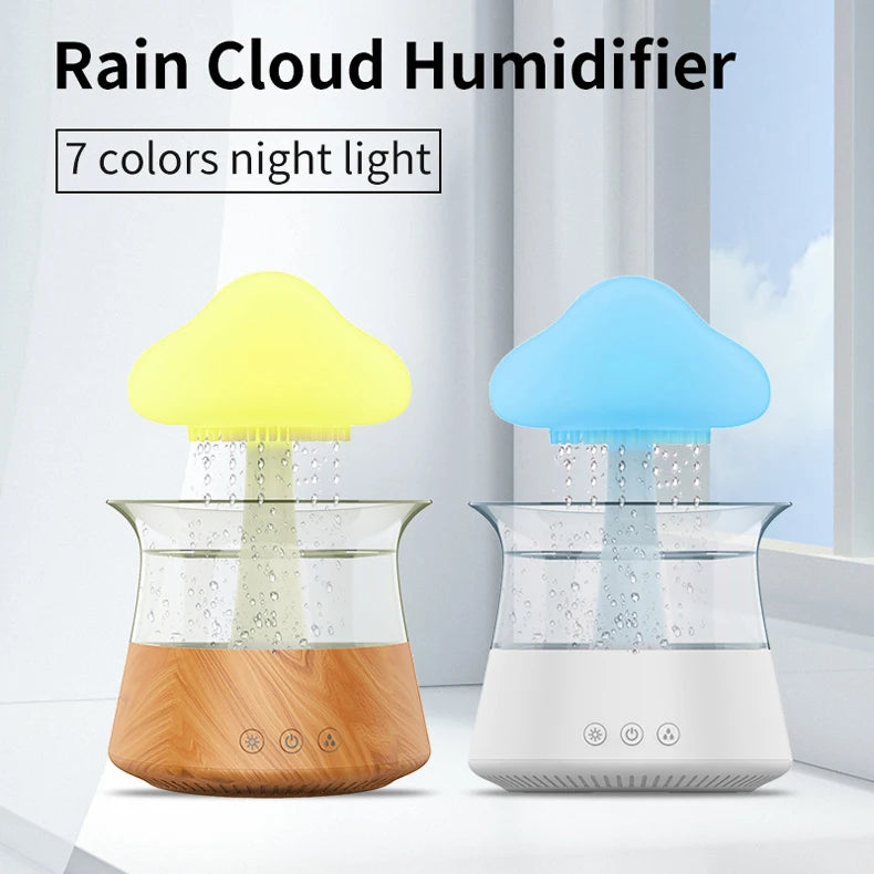 Rain Cloud Humidifier Essential Oil Diffusers Aroma Diffuser Water Flow Speed 7 Color Light  Raindrop Humidifier For Home