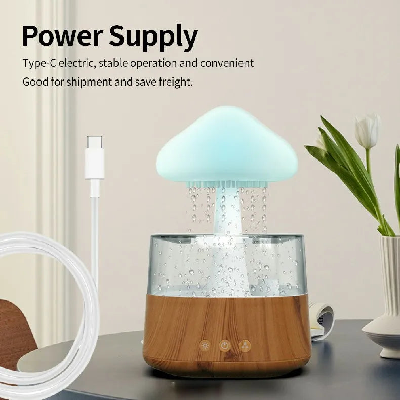 Rain Cloud Humidifier Essential Oil Diffusers Aroma Diffuser Water Flow Speed 7 Color Light  Raindrop Humidifier For Home