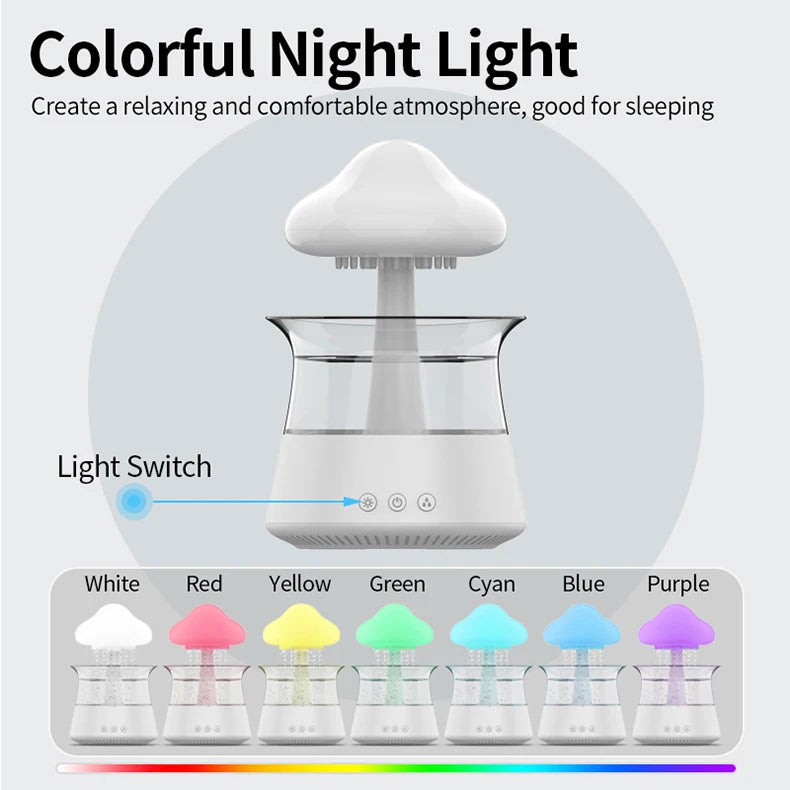 Rain Cloud Humidifier Essential Oil Diffusers Aroma Diffuser Water Flow Speed 7 Color Light  Raindrop Humidifier For Home