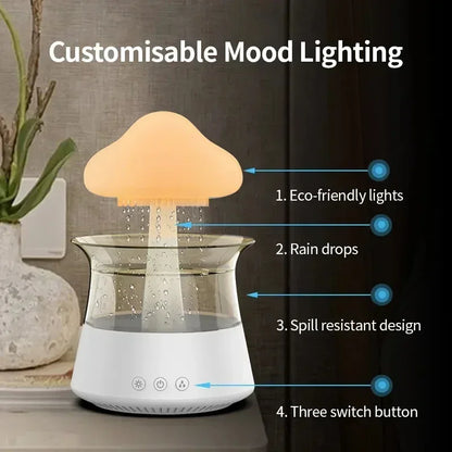 Rain Cloud Humidifier Essential Oil Diffusers Aroma Diffuser Water Flow Speed 7 Color Light  Raindrop Humidifier For Home