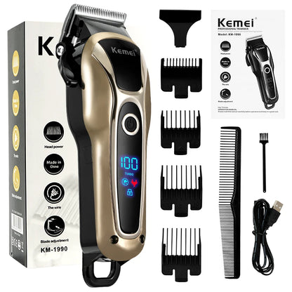 Professional Hair Trimmer Gold Clipper For Men Rechargeable Barber Cordless Hair Cutting T Machine Hair Styling Beard Trimmer