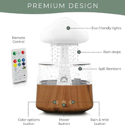 Rain Cloud Humidifier Essential Oil Diffusers Aroma Diffuser Water Flow Speed 7 Color Light  Raindrop Humidifier For Home