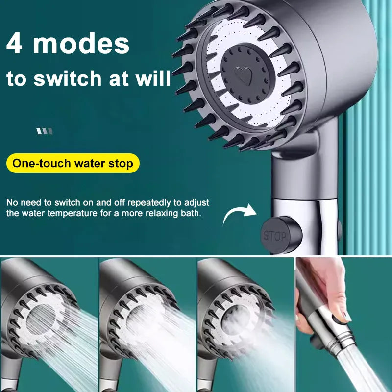 4 Modes Shower Head High Pressure Showerhead