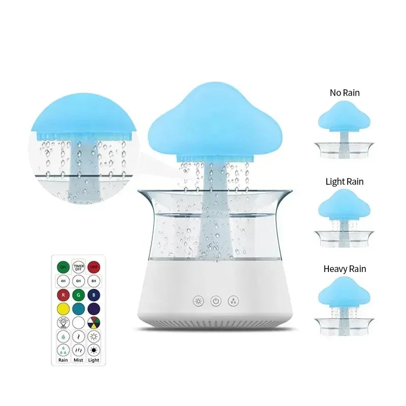 Rain Cloud Humidifier Essential Oil Diffusers Aroma Diffuser Water Flow Speed 7 Color Light  Raindrop Humidifier For Home