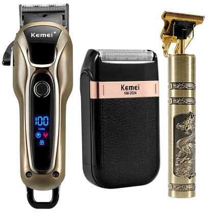 Professional Hair Trimmer Gold Clipper For Men Rechargeable Barber Cordless Hair Cutting T Machine Hair Styling Beard Trimmer