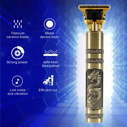 Professional Hair Trimmer Gold Clipper For Men Rechargeable Barber Cordless Hair Cutting T Machine Hair Styling Beard Trimmer