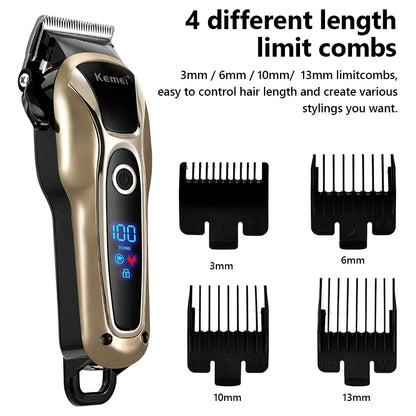 Professional Hair Trimmer Gold Clipper For Men Rechargeable Barber Cordless Hair Cutting T Machine Hair Styling Beard Trimmer